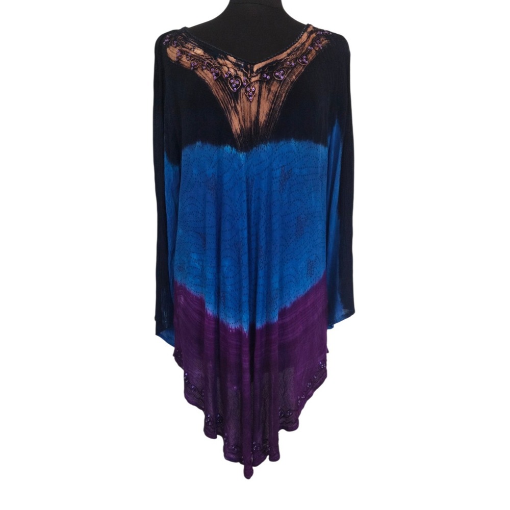 Greater Good Women's Fairy Tunic Top Beaded Y2K Ombre Witchy Grunge‎ Size 2X XXL